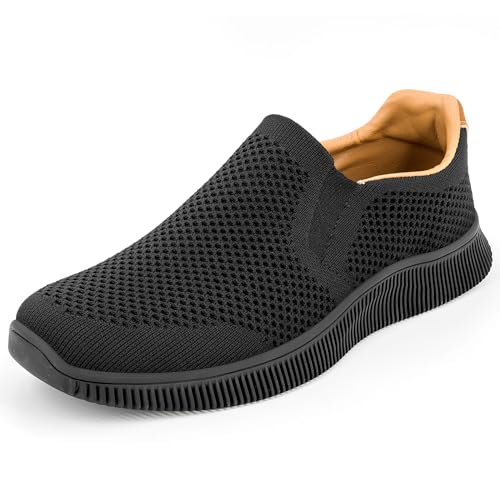 MrToNo Herren Schuhe Slip On Sneakers Freizeitschuhe Atmungsaktive Bequeme Mesh Sportschuhe Leichte Turnschuhe Casual Loafer Laufschuhe rutschfeste Walkingschuhe Joggingschuhe-Schwarz 40 von MrToNo