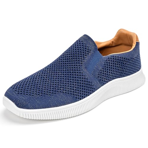 MrToNo Herren Schuhe Slip On Sneakers Freizeitschuhe Atmungsaktive Bequeme Mesh Sportschuhe Leichte Turnschuhe Casual Loafer Laufschuhe rutschfeste Walkingschuhe Joggingschuhe -Tiefblau-39 von MrToNo