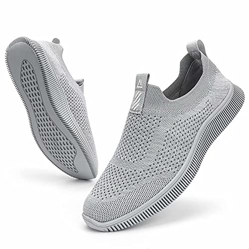 MrToNo Slip On Sneaker Herren Damen Turnschuhe Atmungsaktiv Sportschuhe Leichte Laufschuhe rutschfest Joggingschuhe Straßenlaufschuhe Bequem Outdoor Walkingschuhe-HUIQIAN-42 von MrToNo