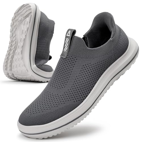 MrToNo Slip On Sneaker Herren Ohne Schnürsenkel Schuhe Hand-Free Laufschuhe Leichtgewichts Atmungsaktiv Outdoor Sportschuhe Freizeit Straßenlaufschuhe Dunkelgrau-SHENHUI-40 von MrToNo