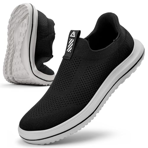 MrToNo Slip On Sneaker Herren Ohne Schnürsenkel Schuhe Hand-Free Laufschuhe Leichtgewichts Atmungsaktiv Outdoor Sportschuhe Freizeit Straßenlaufschuhe-HEISE Schwarz-43 von MrToNo