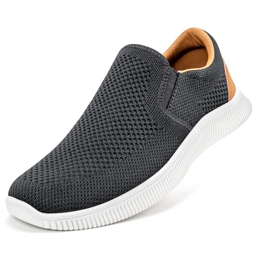 MrToNo Slip On Sneakers Herren Schuhe Mesh Sportschuhe Ohne Schnuersenkel Leicht Walkingschuhe Bequeme Turnschuhe Atmungsaktiv Casual Freizeitschuhe-HEIBAI-39 von MrToNo