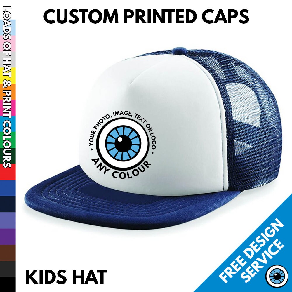 Bedruckte Kinder Trucker Mütze - Sportmütze Dein Design Bild Text Fotodruck Personalisiert Personalisiert Geschenk Team Trainer Mützen von MrTsShirts