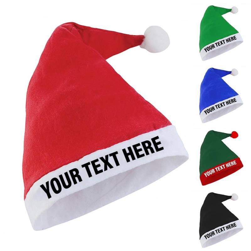 Benutzerdefinierte Text Weihnachtsmütze Personalisierte Für Erwachsene Und Kinder Größen von MrTsShirts