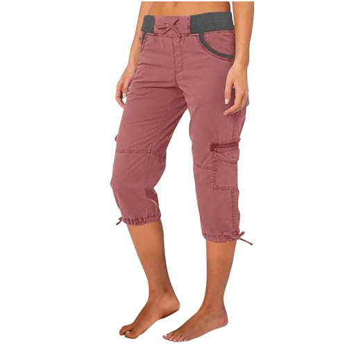 Mrat Kurze Hose für Damen, Cargohose, Sommer, Capri-Jogger, Kordelzug, elastische Taille, 3/4-Hose, leger, leicht, bequem, Shorts für Laufen, Wandern, Workout, Camping, Wandern, Wassermelonenrot #05 Mrat Kurze Hose für Damen, Cargohose, Sommer, Capri-Jogger, Kordelzug, elastische Taille, 3/4-Hose, leger, leicht, bequem, Shorts für Laufen, Wandern, Workout, Camping, Wandern, Wassermelonenrot #05 von Mrat