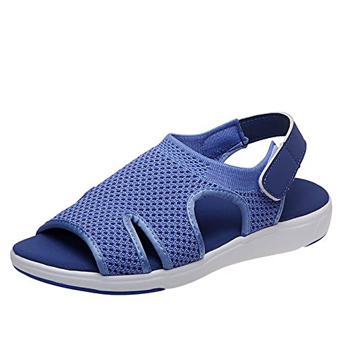 Mrat Sandalen mit niedrigem Keilabsatz für Damen, blau, 36 EU von Mrat