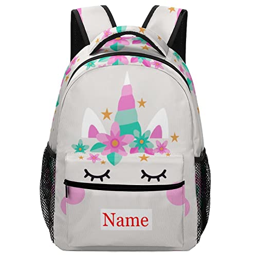 Mraxovid Personalisierbarer Rucksack mit Namen, individuelle Kinder-Schultasche für Jungen, Mädchen, Teenager, Rucksack mit Brustgurt, Rucksack mit Einhorn-Motiv, 3 Stück von Mraxovid