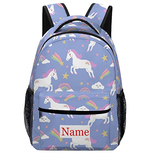 Mraxovid Personalisierbarer Rucksack mit Namen Benutzerdefinierte Kinder Schultasche Jungen Mädchen Teenager Rucksack mit Brustgurt, Einhorn-Rucksack-5 von Mraxovid