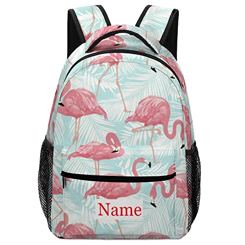 Mraxovid Personalisierbarer Rucksack mit Namen Benutzerdefinierte Kinder Schultasche Jungen Mädchen Teenager Rucksack mit Brustgurt, Flamingo Rucksack von Mraxovid