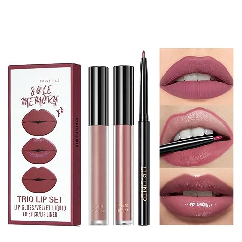 Matte Liquid Lip Stain & Lip Gloss & Lip Liner Set, Velvety Long Lasting Waterproof No Transfer Lipstick, Long Lasting, Sweatproof Kissproof Lip Makeup von Mrinb