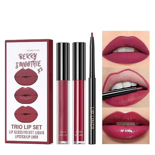 Matte Liquid Lip Stain & Lip Gloss & Lip Liner Set, Velvety Long Lasting Waterproof No Transfer Lipstick, Long Lasting, Sweatproof Kissproof Lip Makeup von Mrinb