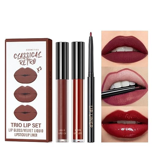 Matte Liquid Lip Stain & Lip Gloss & Lip Liner Set, Velvety Long Lasting Waterproof No Transfer Lipstick, Long Lasting, Sweatproof Kissproof Lip Makeup von Mrinb