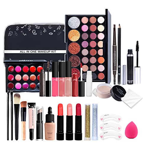 27-teiliges Professionelles Make-up-Set, Tragbare Reise-Make-up-Aufbewahrungsbox, Geschenke für Anfänger-Mädchen (A) von Mrisata