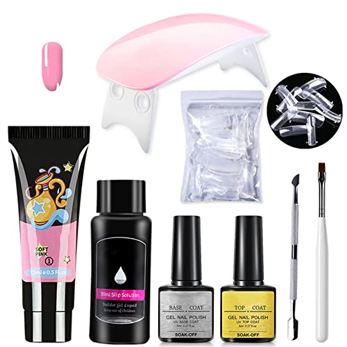 8-teiliges Nagelgel-Set, Gel-Nagellack-Set mit Rosafarbenem Verlängerungskleber-Set, Professionelles Soak-Off-Gel-Basis-Überlack-UV-Lampen-Acryl-Nagel-Set für Starter, von Mrisata