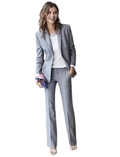 Mrjitor Damen Anzug Lady Business Arbeit Büro Slim Fit Jacke Hose 2 Stück Set von Mrjitor