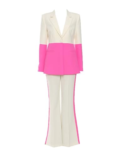 Mrjitor Damen Match Farbe Anzug EIN Knopf Jacke und Weite Hose 2 Stück Smoking Outfit von Mrjitor