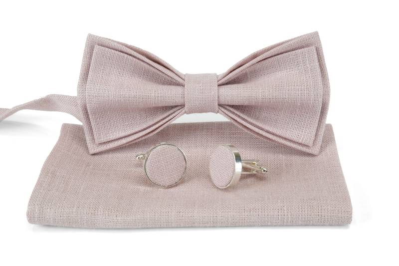 Handgefertigte Leinen Fliege Altrosa Hochzeitskrawatte von Mrlinentie