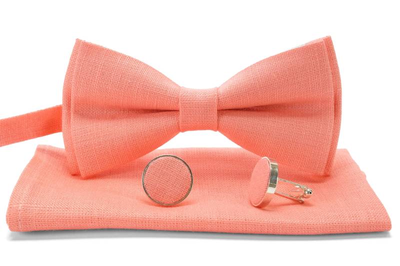 Handgemachte Leinen Fliege Coral Salmon Krawatte von Mrlinentie