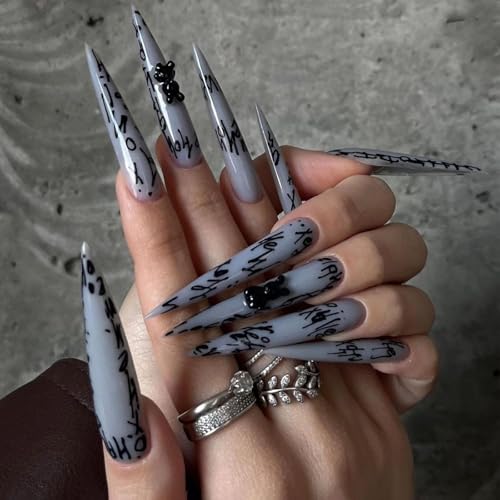 Mrltau 24 PCS Extra Lang Press On Nails Lang, Designs Press On Nails Schwarz, Lang Nägel Zum Aufkleben Lang, Acryl Künstliche Nägel, Frauen Und Mädchen Fake Nägel Mrltau 24 PCS Extra Lang Press On Nails Lang, Designs Press On Nails Schwarz, Lang Nägel Zum Aufkleben Lang, Acryl Künstliche Nägel, Frauen Und Mädchen Fake Nägel von Mrltau