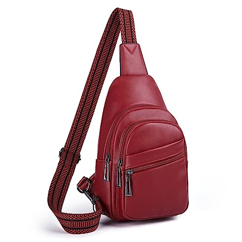 Mroede Bauchtasche Crossbody-Taschen für Frauen, Bauchtaschen für Frauen, Sling Gürteltasche für Frauen, Teenager, Mädchen für Schule, Reisen, 6-1 Dunkelrot von Mroede