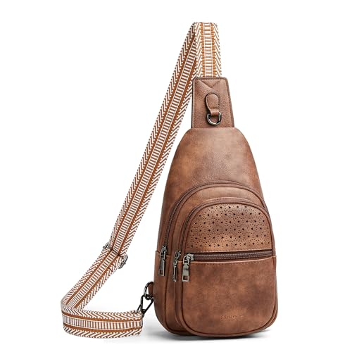 Mroede Bauchtasche Sling Taschen für Frauen, Fanny Pack Crossbody Taschen für Frauen Trendy, Brusttasche für Frauen für Schule Einkauf, 1-1 Braun, modisch von Mroede