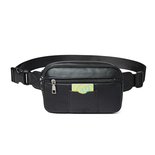 Mroede Gürteltasche für Damen, Bauchtasche, Umhängetasche für Damen, Hüfttasche mit 5 Reißverschlusstaschen und verstellbarem Riemen, 3-1, schwarz von Mroede