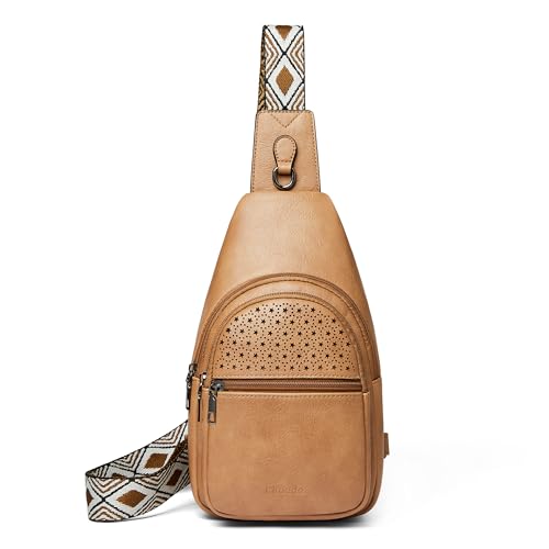 Mroede Gürteltasche für Damen, Schultertasche für Damen, Bauchtasche, Brusttasche für Damen, für Arbeit und Reisen, 1-9 Kamelbraun von Mroede