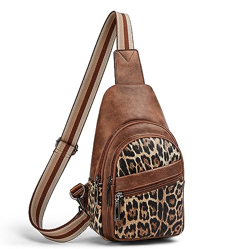 Mroede Gürteltasche für Damen, Schultertasche für Damen, Bauchtasche, Brusttasche für Damen, für Arbeit und Reisen, 2-1 Braun mit Leopardenmuster, modisch von Mroede