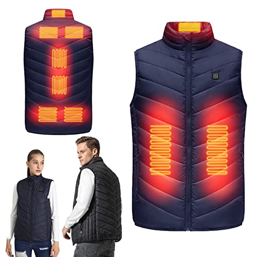 Mrrihand Beheizbare Weste Herren Damen mit 9 Heizzonen, 3 Temperaturstufen, Heizweste USB Ladung für draußen, Heizjacke zum Wandern, Skifahren L Blau(Power Bank not Included) von Mrrihand