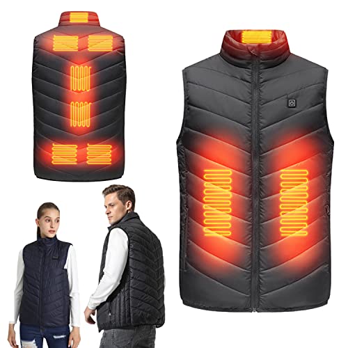 Mrrihand Beheizbare Weste Herren Damen mit 9 Heizzonen, 3 Temperaturstufen, Heizweste USB Ladung für draußen, Heizjacke zum Wandern, Skifahren XL Schwarz(Power Bank not Included) von Mrrihand