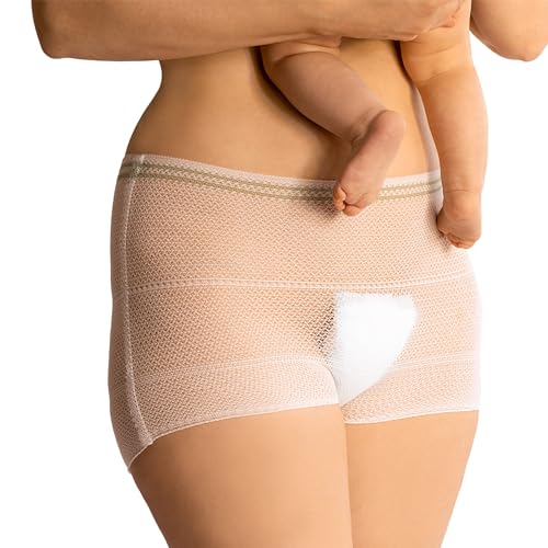 Mrs. Mum Wochenbett Unterwäsche I 8 STK. I DERMATEST: SEHR GUT I Made in EU I Öko-Tex I Wöchnerinnen Slips zur Fixierung von Wochenbett Binden nach Geburt I Netzhosen Wochenbett von Mrs. Mum