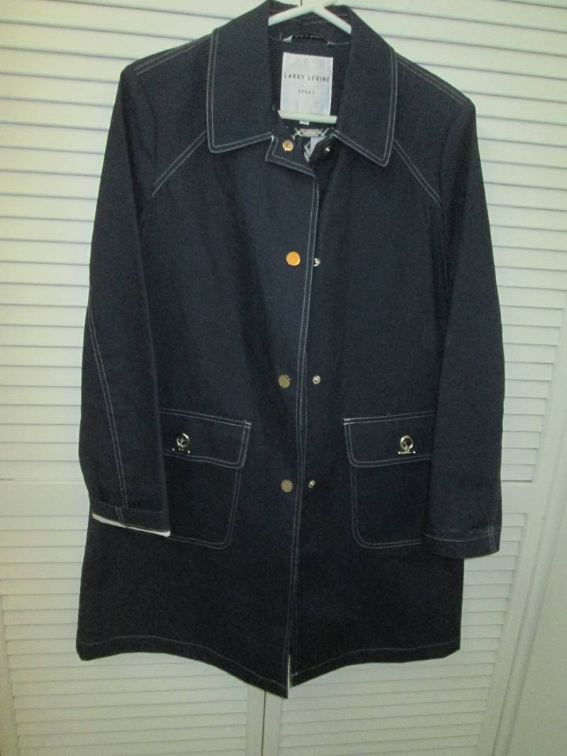Larry Levine Wasserabweisend Marineblau Snap Schließen Kurze Frühling Jacke, Auto-Mantel. Bootfahren Jacke. Herbst Regenmantel Preppy M von MrsHummelsBasement