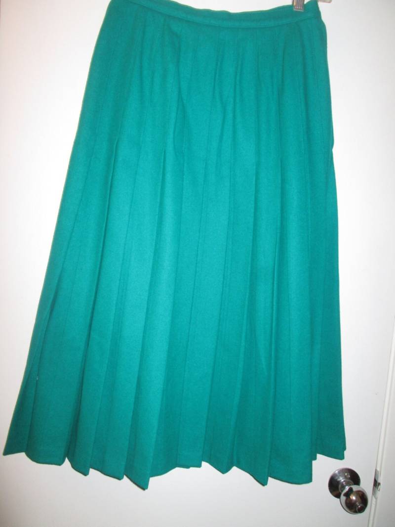 Miss Pendleton Wolle Unten Grün Faltenrock Genäht. Hergestellt in Usa. Größe 10-Klicken Sie Auf Beschreibung Für Messungen von MrsHummelsBasement