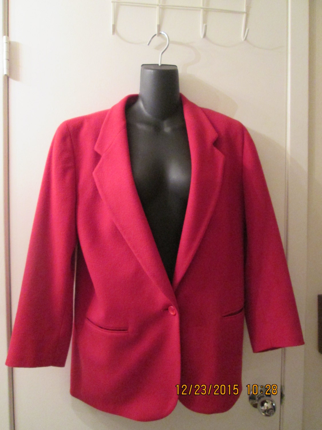 Vintage Ll Bean Made in The Usa Rote Schurwolle Blazerjacke Exzellentem Zustand. Größe 10P von MrsHummelsBasement