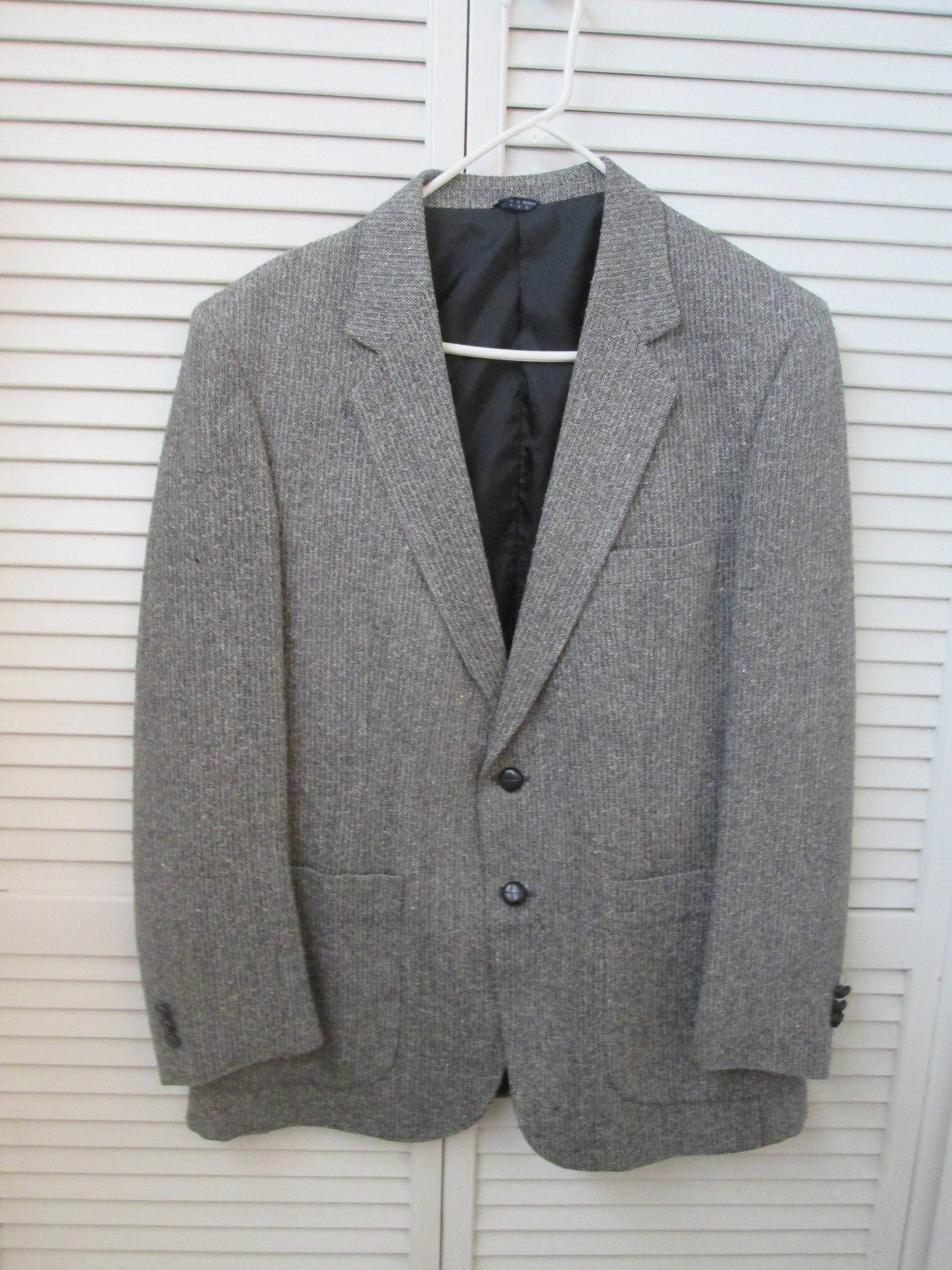 Vintage Schwarz Und Weiß Slubbed Leinen Wolle Acryl Herren Blazer. Barrage 42R Etikett. Hipster Mod Preppy Blazer Kleid Jacke von MrsHummelsBasement