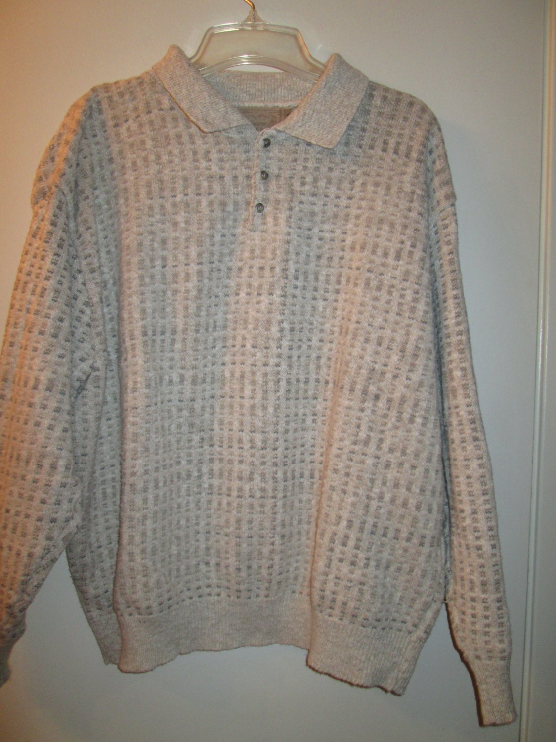 Vintage Sheanadoah Made Usa 100% Baumwolle Kragen Pullover Langarm Taupe Beige Grau Mittelschwer Xl Unisex Made in The von MrsHummelsBasement
