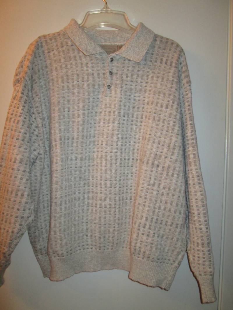 Vintage Sheanadoah Made Usa 100% Baumwolle Kragen Pullover Langarm Taupe Beige Grau Mittelschwer Xl Unisex Made in The von MrsHummelsBasement