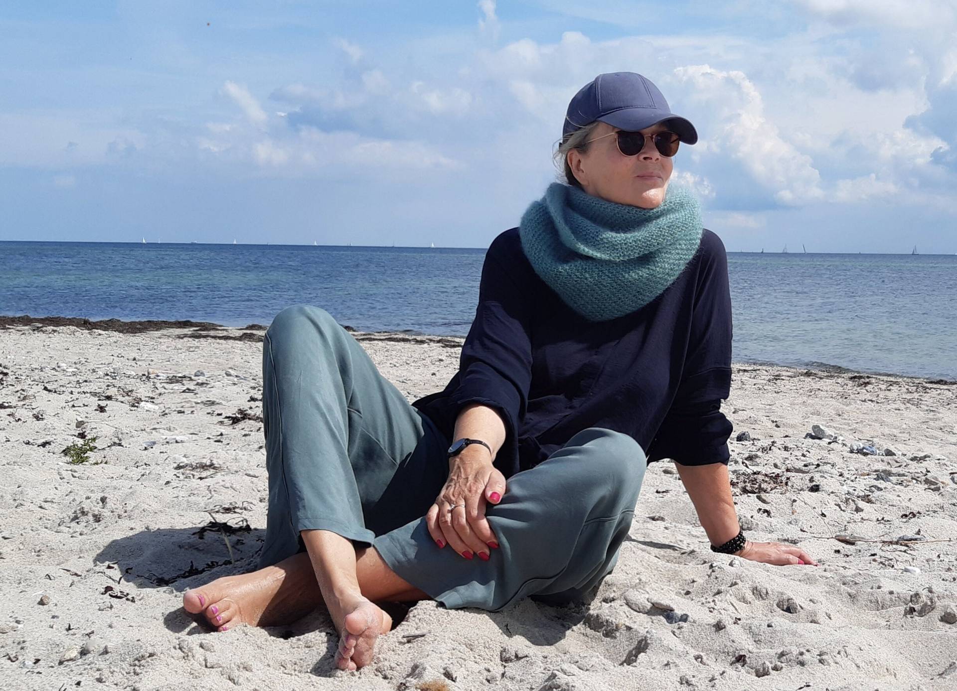 Unikat, Salbei, Xl-Weiches Mohairtuch-Seide, Dreieckstuch, Schultertuch, Scarf von MrsLisbeth