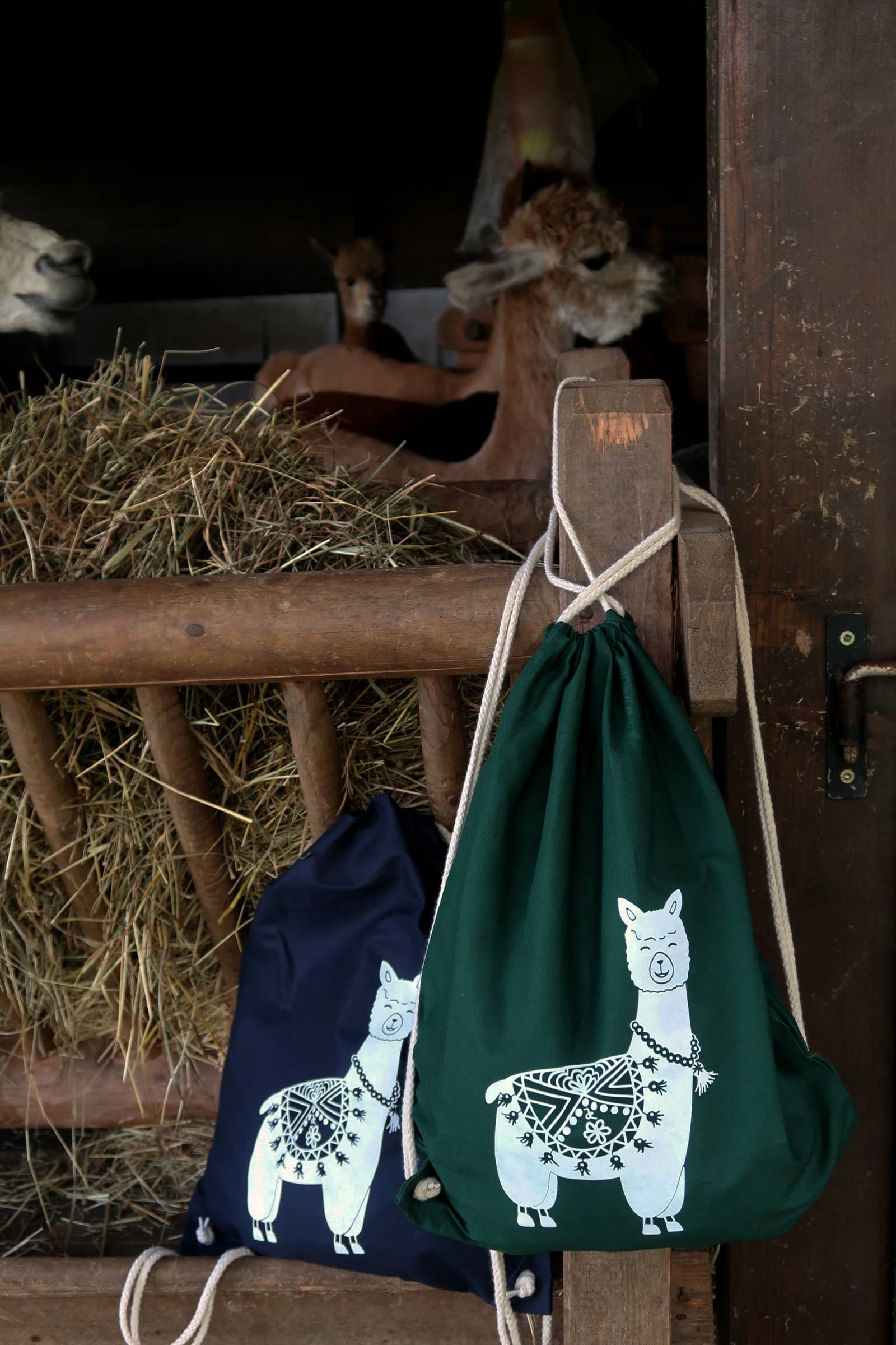 Alpaca Bag/Alpaka Tasche - Turnbeutel Rucksack Handprinted von MrsSoleilMrsLune