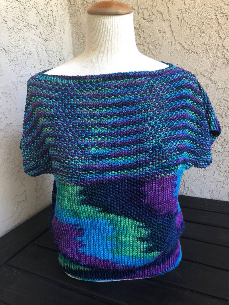 Gestrickte/ Gestrickte Mehrfarbige Bluse/Weste/Kurze Ärmel/ Med-Size/ Bereit Zum Versenden von Mrsbshopetsy