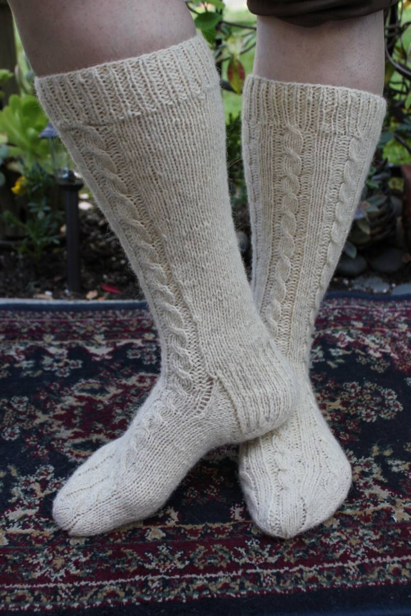 Gestrickte Lange Wolle Unisex Socken , Natürliche Weiße Farbe, Geschenk, Urlaub, Bereit Zu Versenden von Mrsbshopetsy