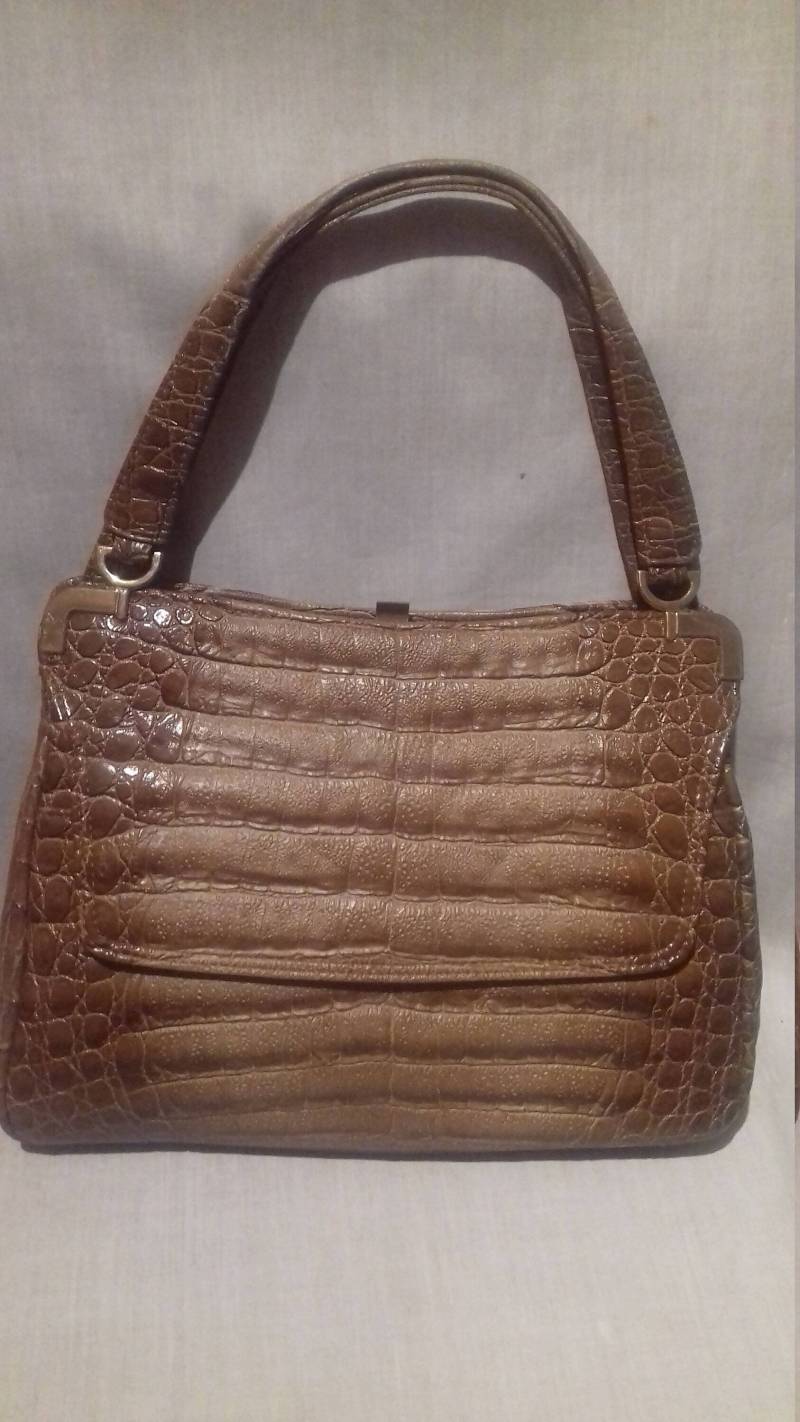 1960Er Jahre Moc Croc Handtasche - Geldbörse/Vintage Damen Mit Zwei Griffen von Mrsbvintageboutique