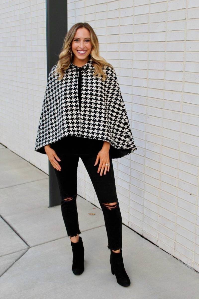 Genevieve Cape Damen Houndstooth Fall Mantel Mit Kostenlosen Usa Versand von Mrsdesignerella