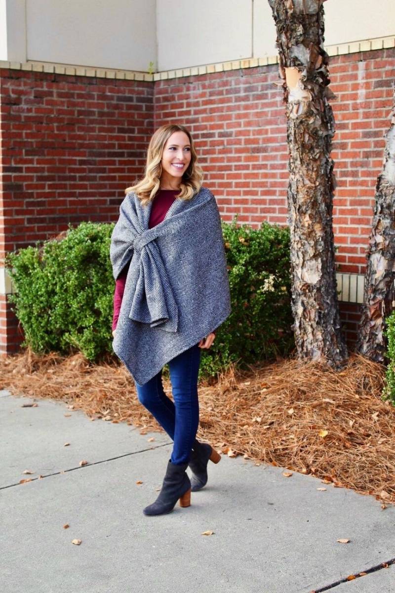 Odette Damen Wolle Wickeln Cape Schwarze Herbst Und Winter Mantel Fischgrät Wrap Schal Handgefertigt Mit Kostenlosen Usa Versand von Mrsdesignerella