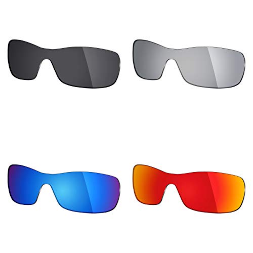 Mryok 4 Paar polarisierte Ersatzgläser für Oakley Batwolf Sonnenbrille – Stealth Black/Fire Red/Ice Blue/Silver Titanium von Mryok