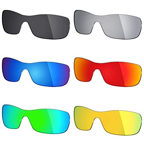 Mryok 6 Paar polarisierte Ersatzgläser für Oakley Batwolf Sonnenbrille, Stealth Black/Fire Red/Ice Blue/Silver Titanium/Smaragdgrün/24K Gold Mryok 6 Paar polarisierte Ersatzgläser für Oakley Batwolf Sonnenbrille, Stealth Black/Fire Red/Ice Blue/Silver Titanium/Smaragdgrün/24K Gold von Mryok