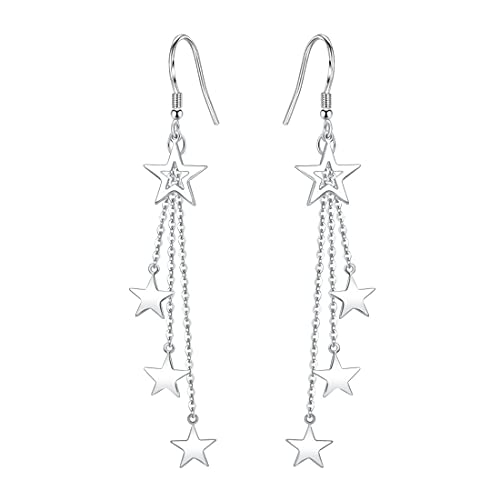Ms.Swan Lange Quaste Stern Anhänger Hängende Ohrringe für Frauen,Damen,Mädchen,Braut(Hochzeits Ohrringe) von Ms.Swan