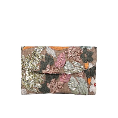Clutch mit Blumenmuster für Damen, Sommer, Stickerei, Pailletten, einzigartige Perlen, Abendtasche, Hochzeit, Strand, bunt, Splitter von MsAnya