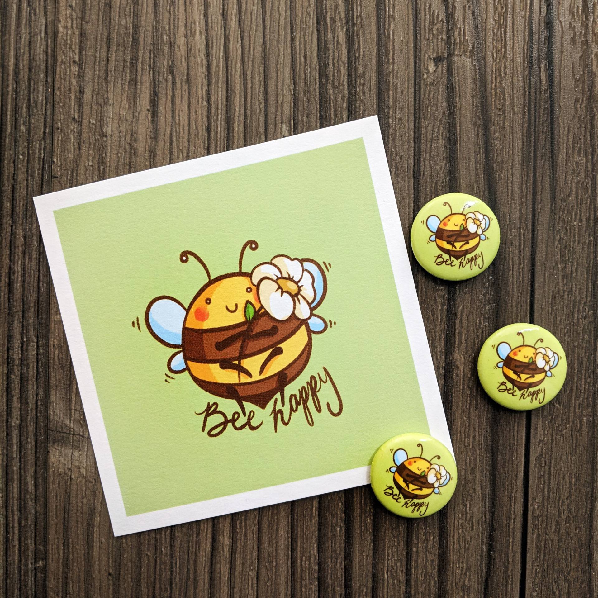 1" Button Pin - "Bee Happy" 1" Button Pin - "Bee Happy" von MsChibious