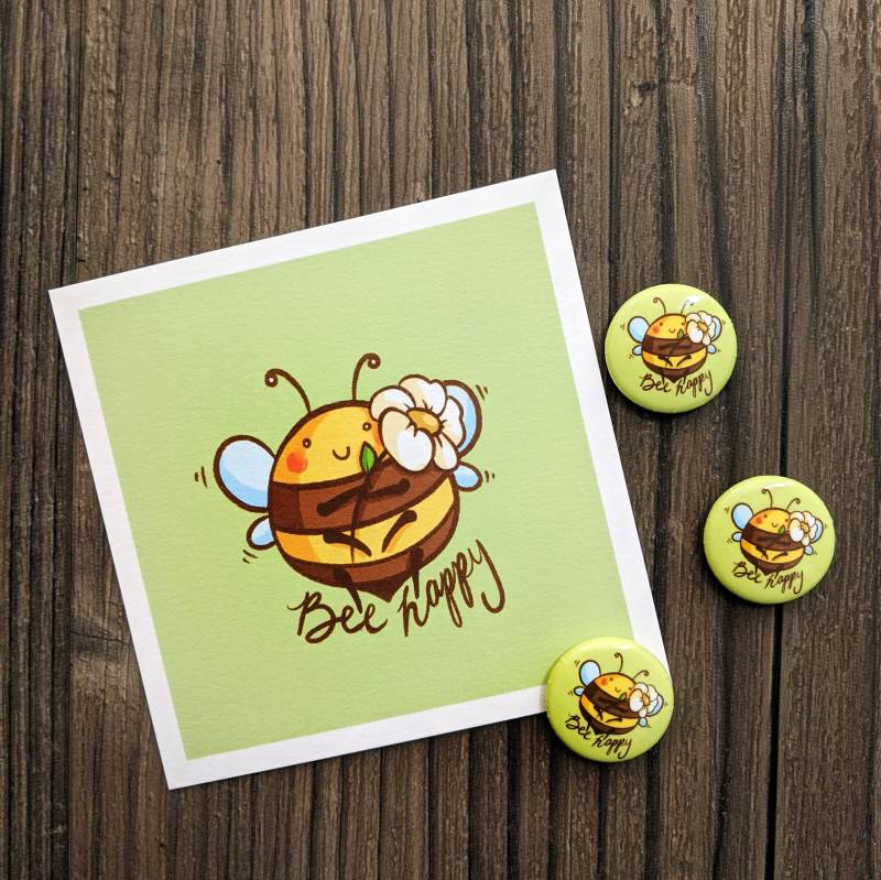 1" Button Pin - "Bee Happy" 1" Button Pin - "Bee Happy" von MsChibious